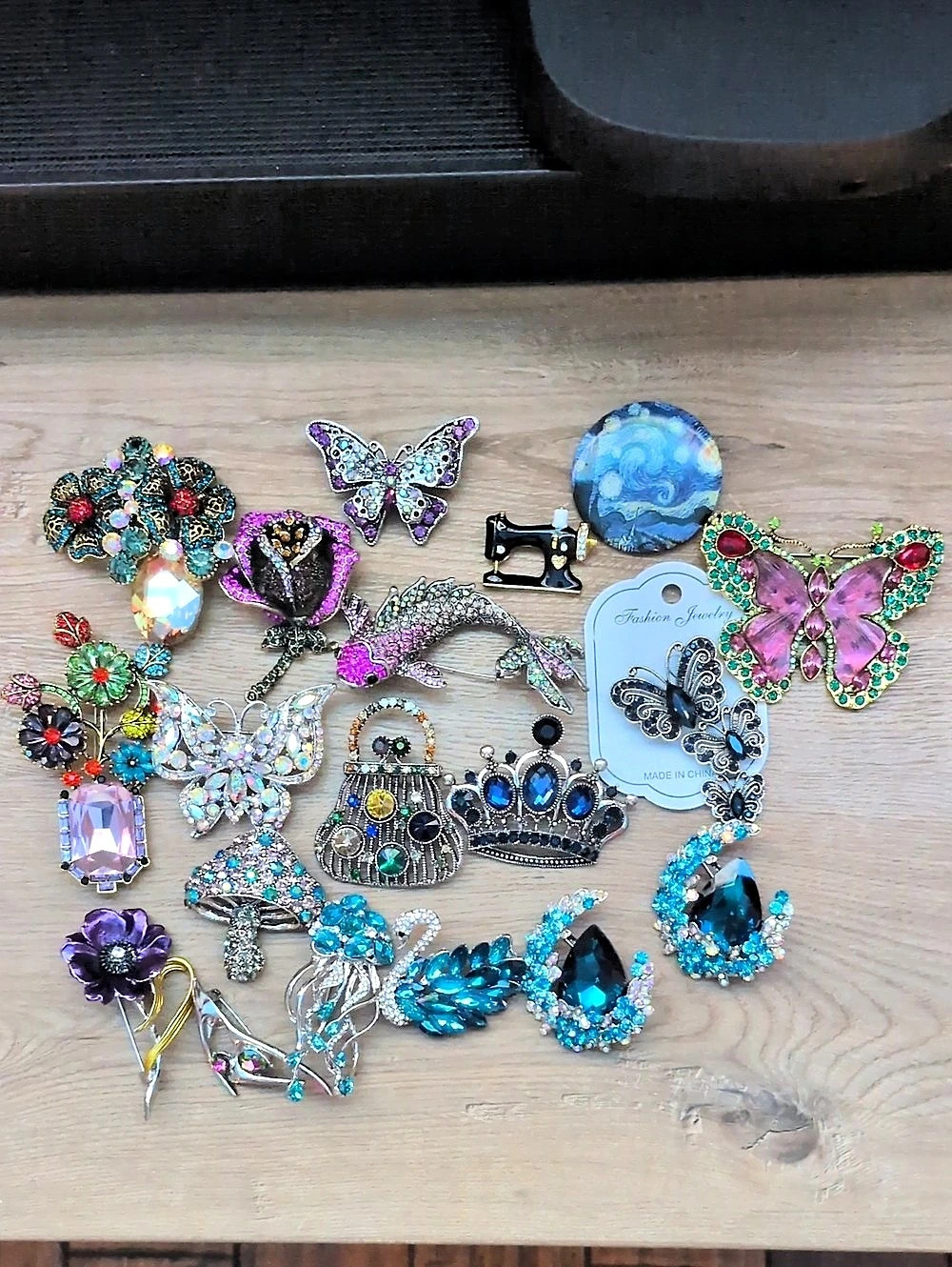 Assorted Rhinestone Jewelry Lot in Blue & Purple